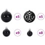 Schwarze Christbaumkugeln, Set mit glänzenden und filigranen Kugeln für den Weihnachtsbaum.