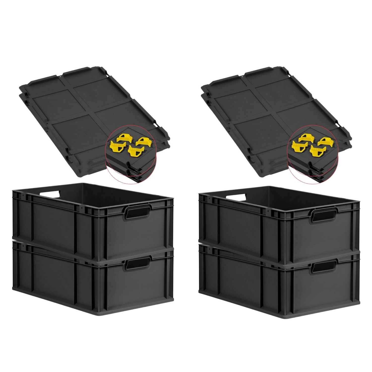 PROREGAL SuperSparSet 4x Eurobox Nextgen Grip Mit Auflagedeckel Und Gelben günstig online kaufen