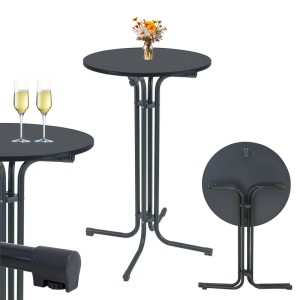 Klappbarer, anthrazitfarbener TRUTZHOLM Stehtisch aus Stahl, ideal für Partys und Events.