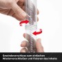 Einhell Meißel-Set: Detailaufnahme der Kunststoffröhre mit Gewindeverschluss.