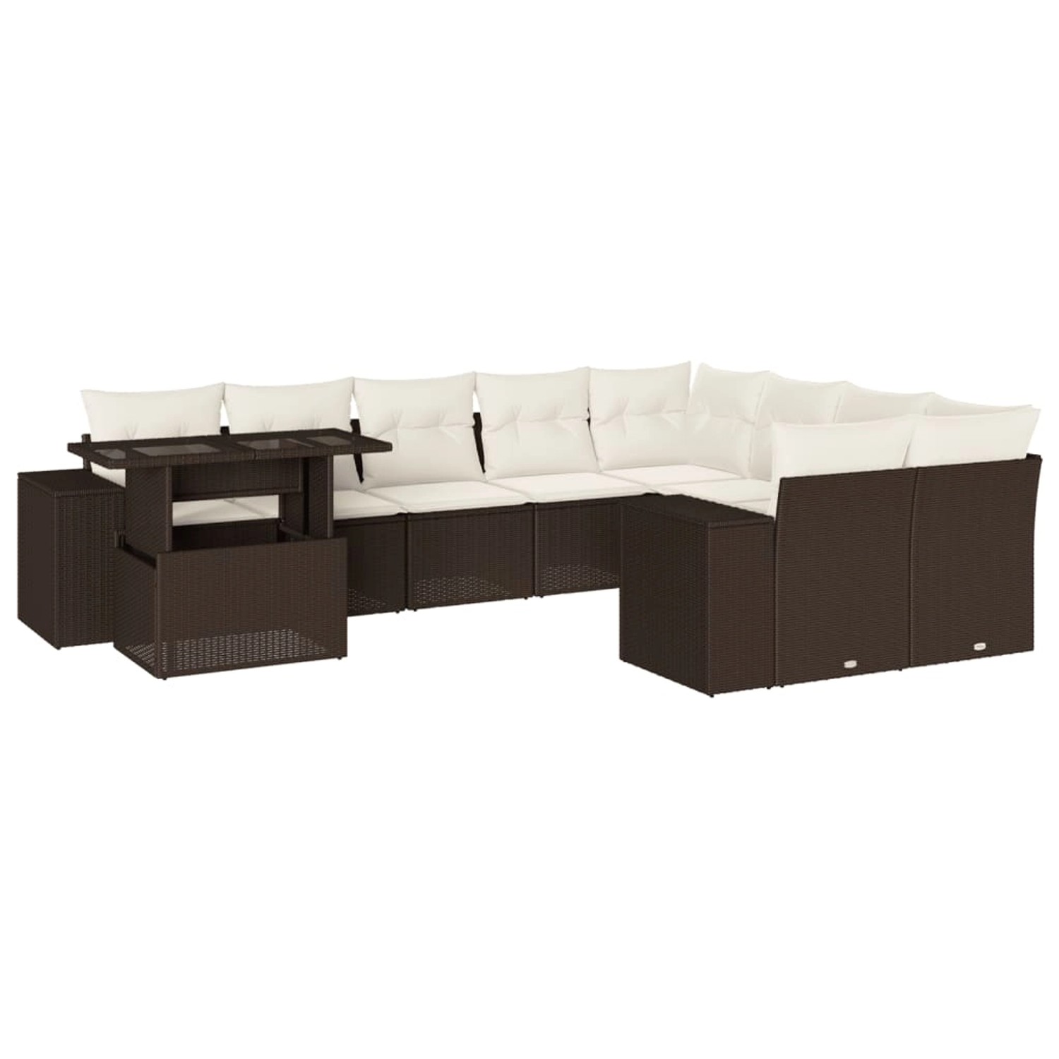 vidaXL 10-Tlg Garten-Sofagarnitur mit Kissen Braun Poly Rattan 3269403 günstig online kaufen