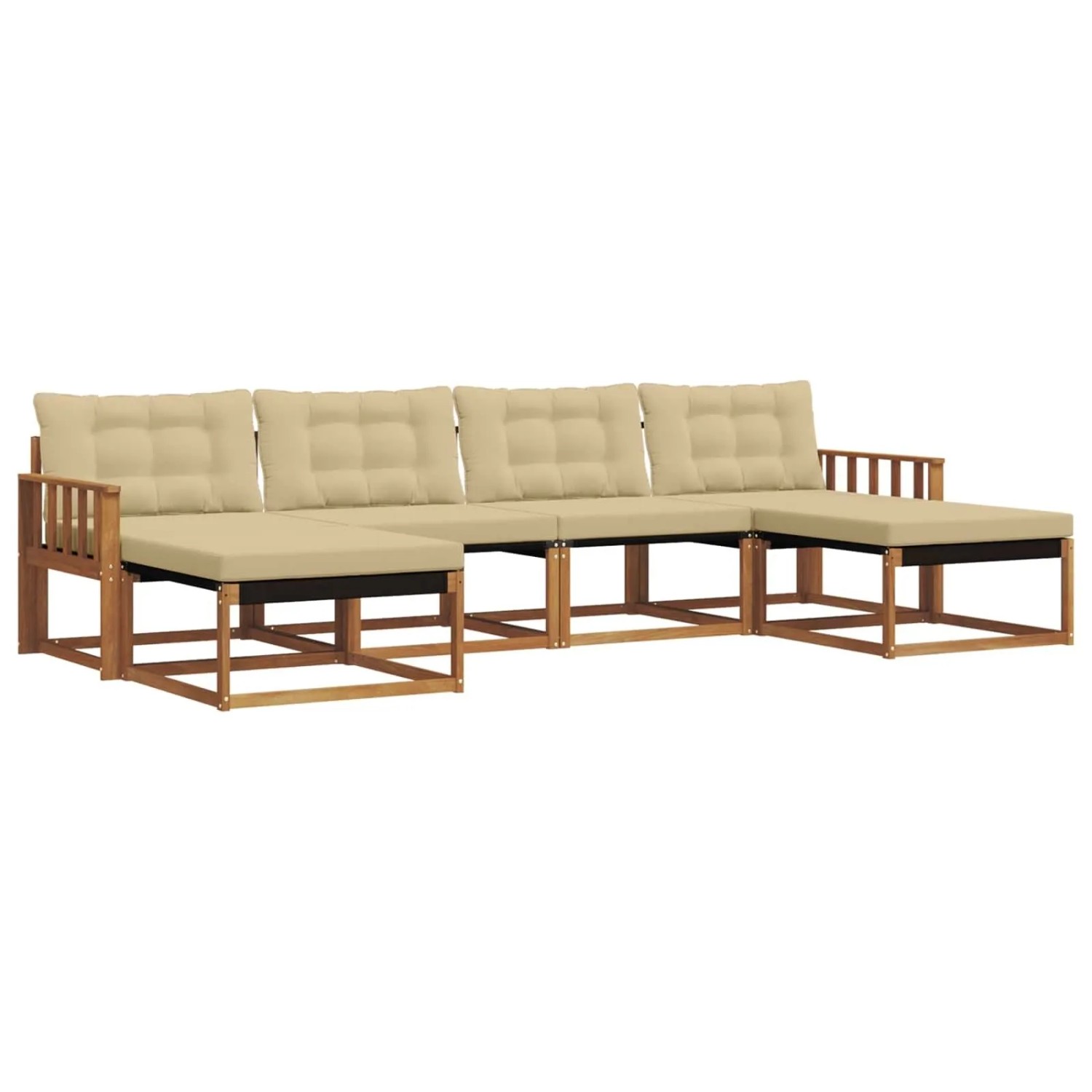 vidaXL Outdoor-Sofagarnitur mit Kissen 6-Tlg Natur und Beige 3369720