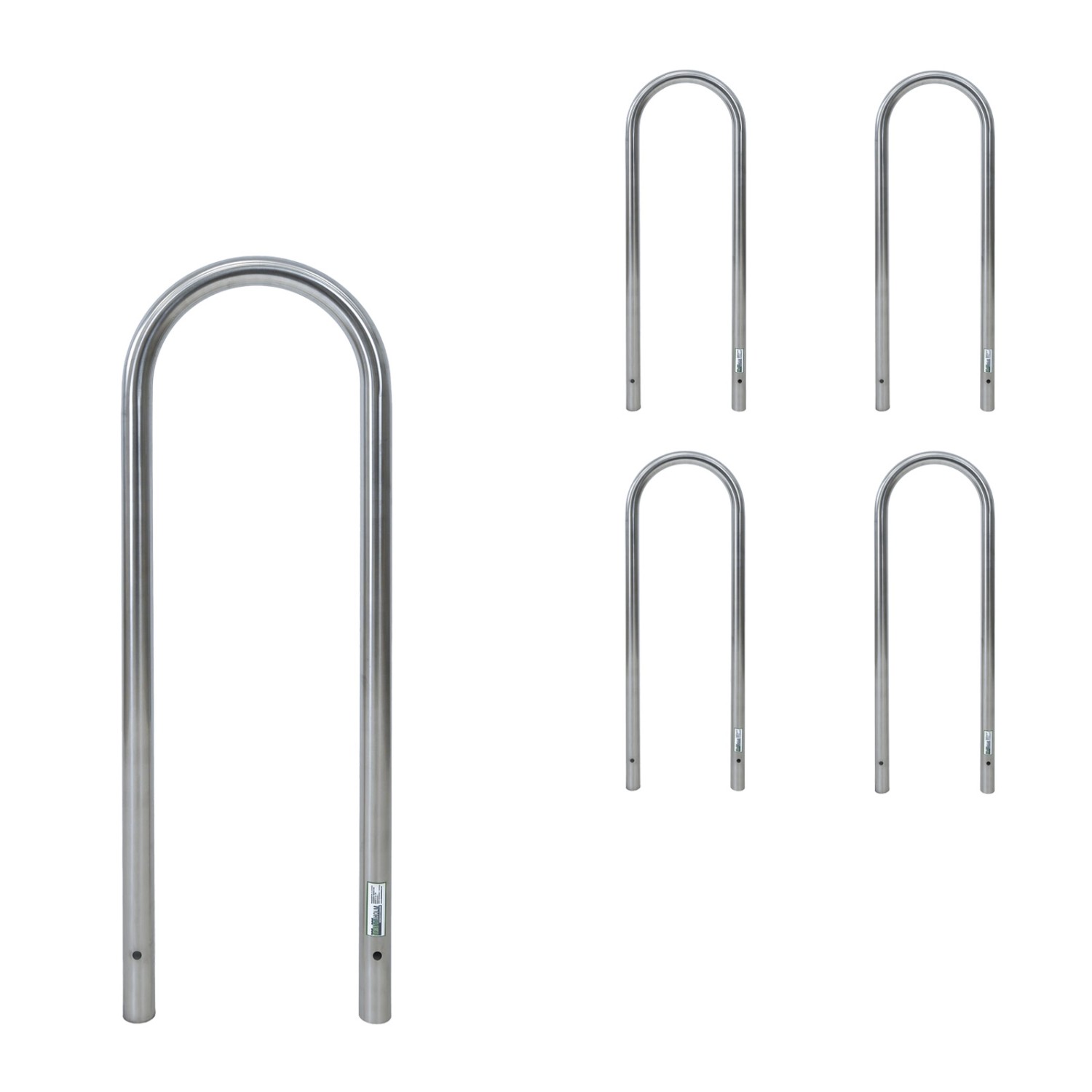 TRUTZHOLM 5x Fahrradanlehnbügel 115 x 41 cm Edelstahl Durchmesser 49 mm Grau Typ U