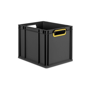 PROREGAL Eurobox Nextgen Color HxBxT 32x30x40cm 30 Liter Griffe Gelb Offen Schwarz Eurobehälter Transportbox Transportbehälter