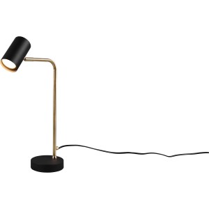 Moderne Trio Tischleuchte Marley in Schwarz und Messing matt für Wohn- und Schlafbereich.