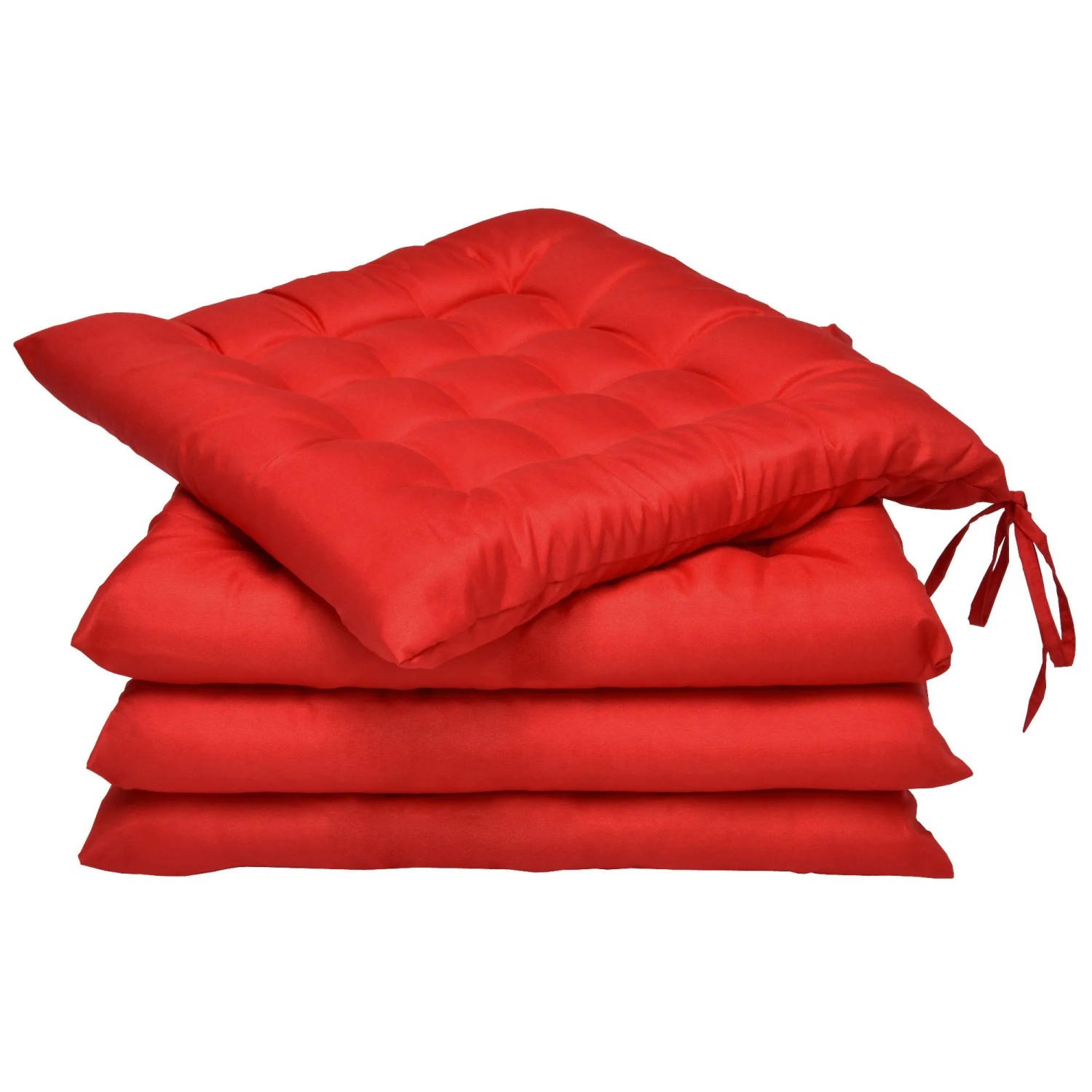 Beautissu 4er Set Stuhlkissen 40x40 mit Bändern Lea Rot