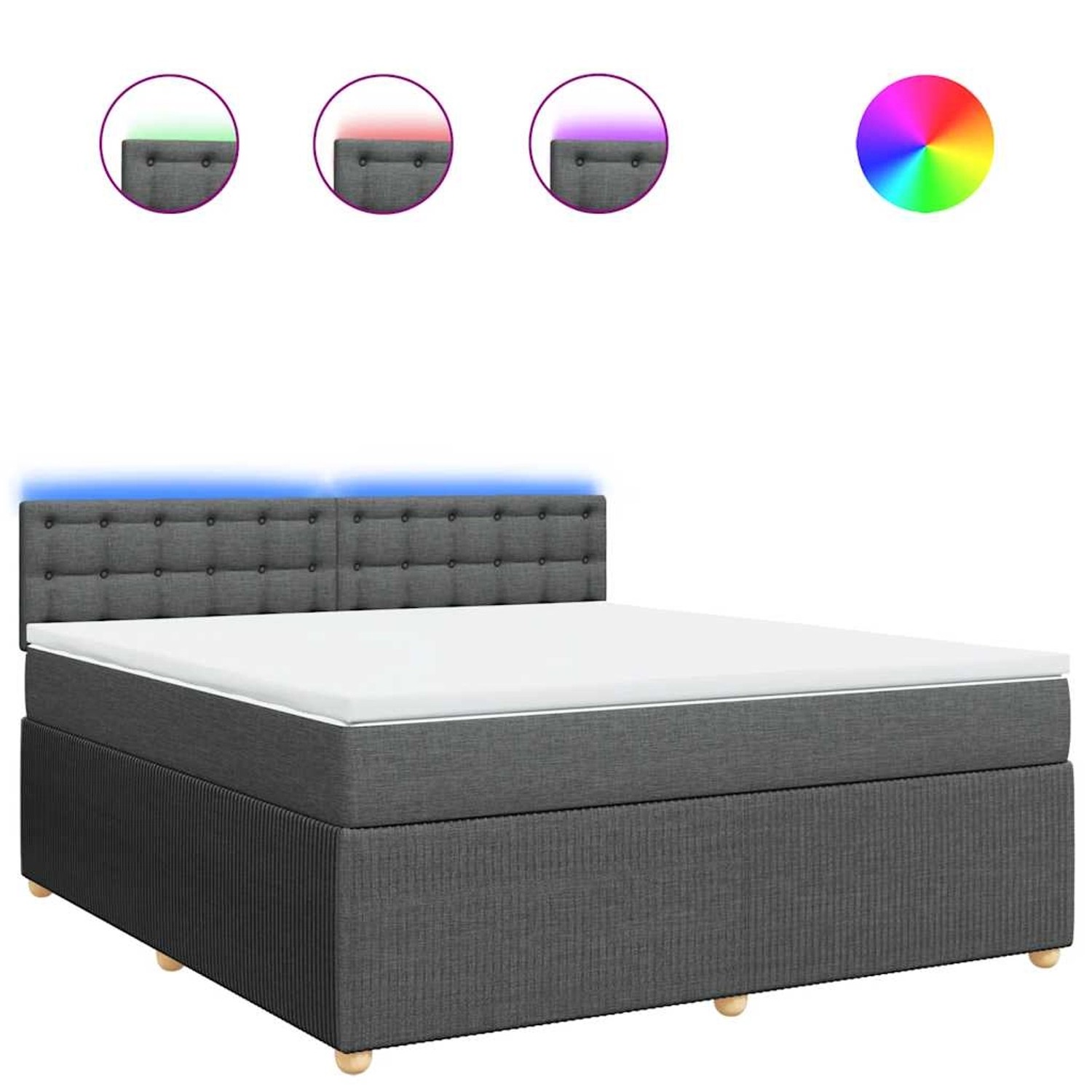 vidaXL Boxspringbett mit Matratze Dunkelgrau 180x200 cm Stoff 3289850 günstig online kaufen