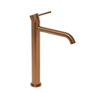Hohe Waschtischarmatur aus gebürstetem Edelstahl in Roségold, Einhebelmischer für Waschtisch, 30,8 cm hoch.