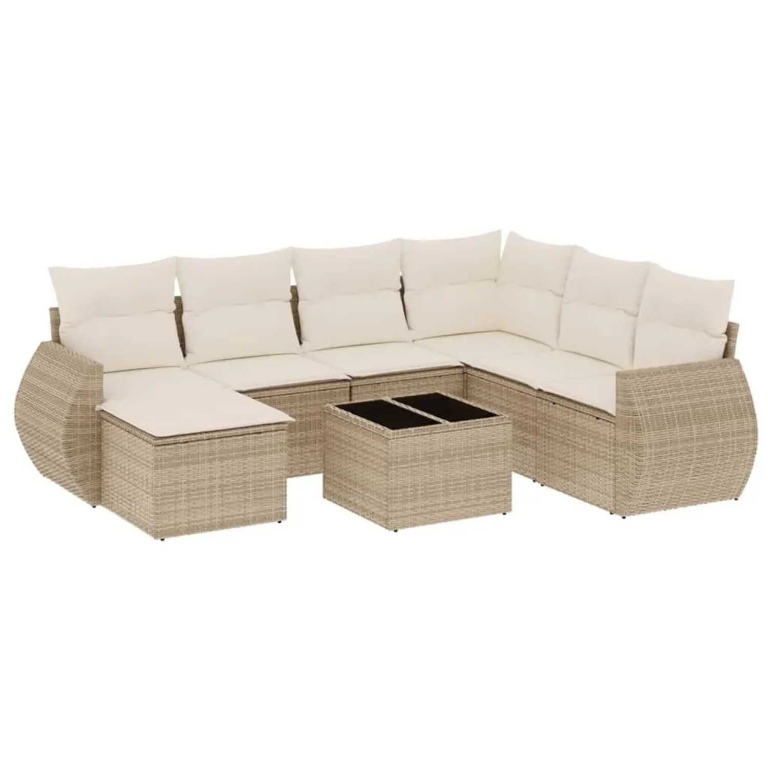 vidaXL 8-Tlg Garten-Sofagarnitur mit Kissen Beige Poly Rattan 3221707 günstig online kaufen