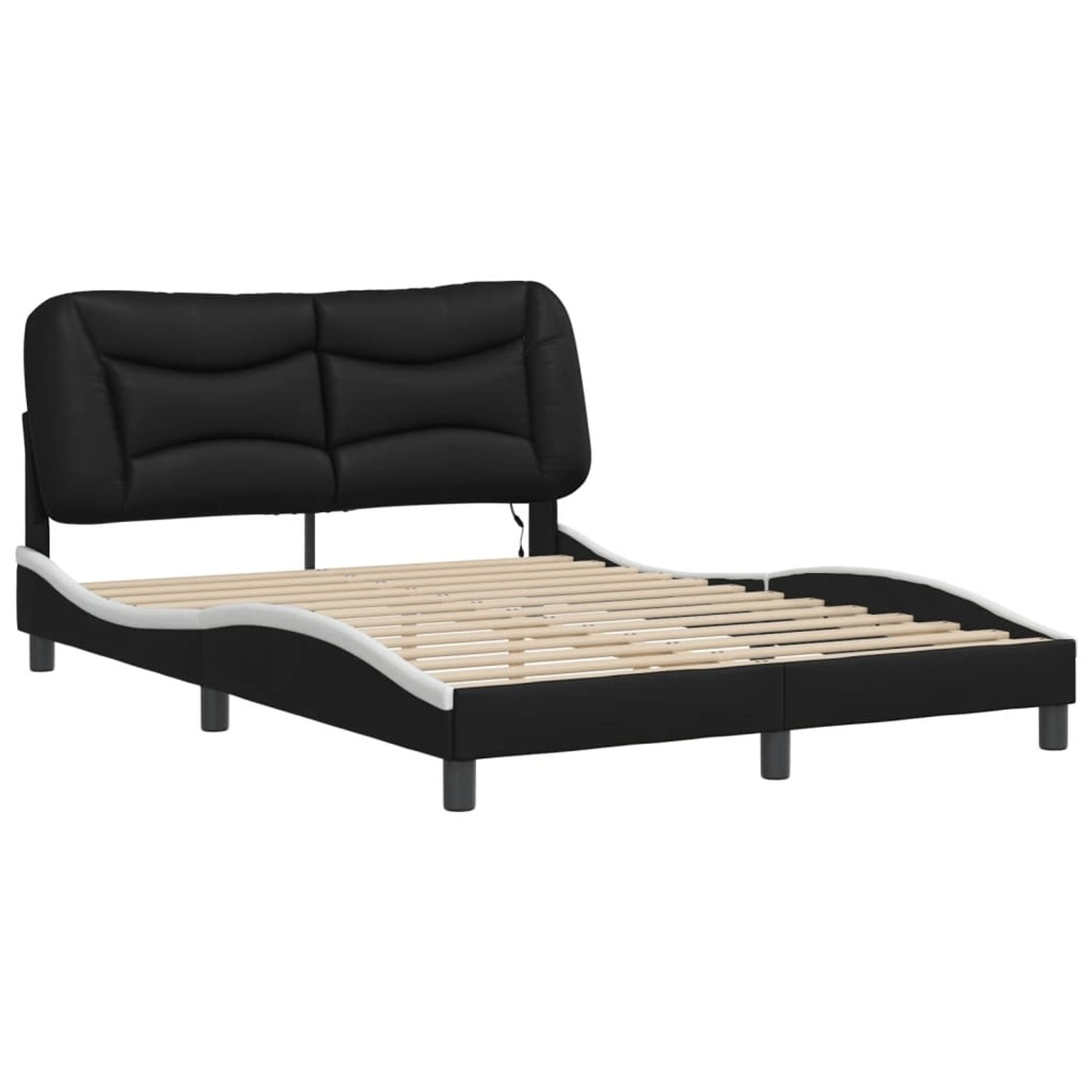 vidaXL Bettgestell mit LED ohne Matratze Hvar Schwarz und Weiß 140x190 cm K günstig online kaufen