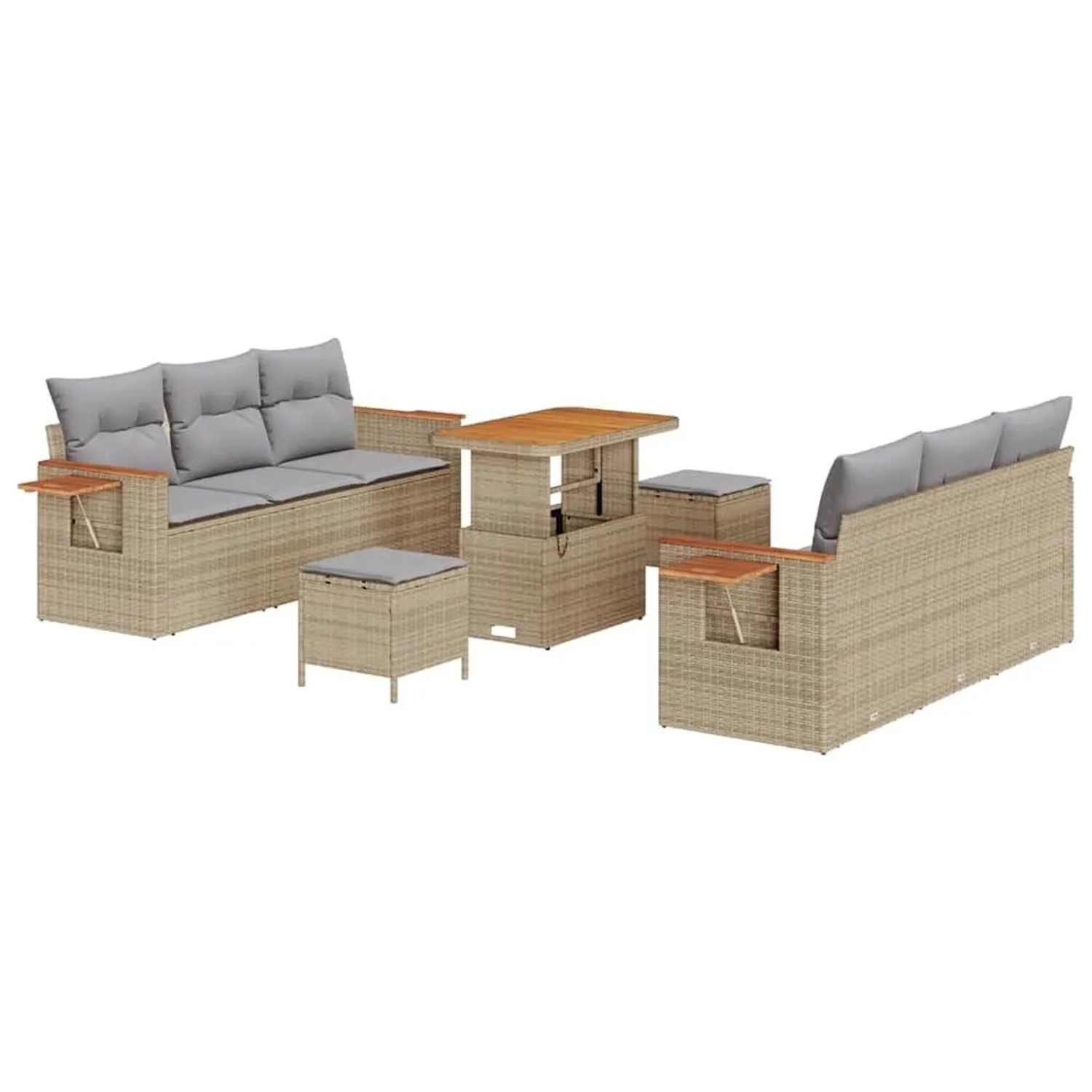 vidaXL Gartensofa-set mit Kissen 11-Tlg Beige und Hellgrau Poly-Rattan 3365 günstig online kaufen