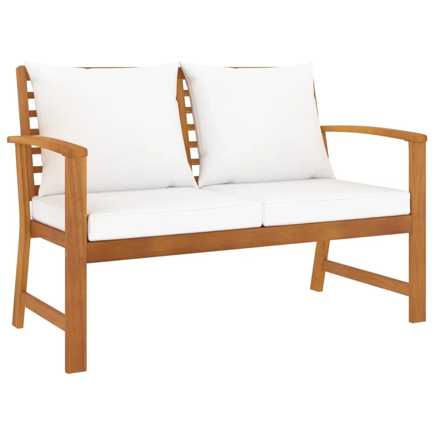 vidaXL Gartenbank 120 cm mit Cremeweißen Kissen Massivholz Akazie 311829