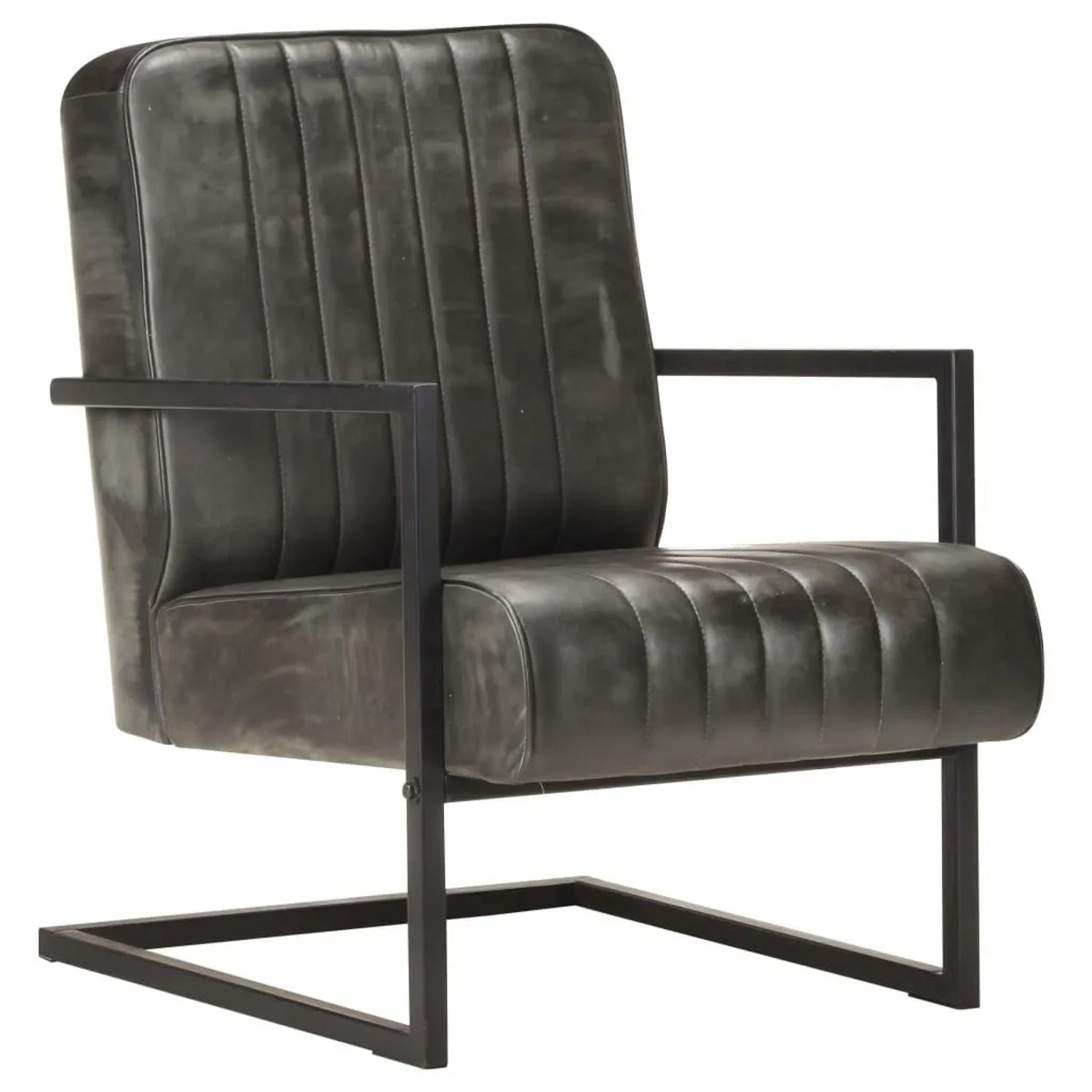 vidaXL Freischwinger Sessel Distressed Grau Echtleder 321858