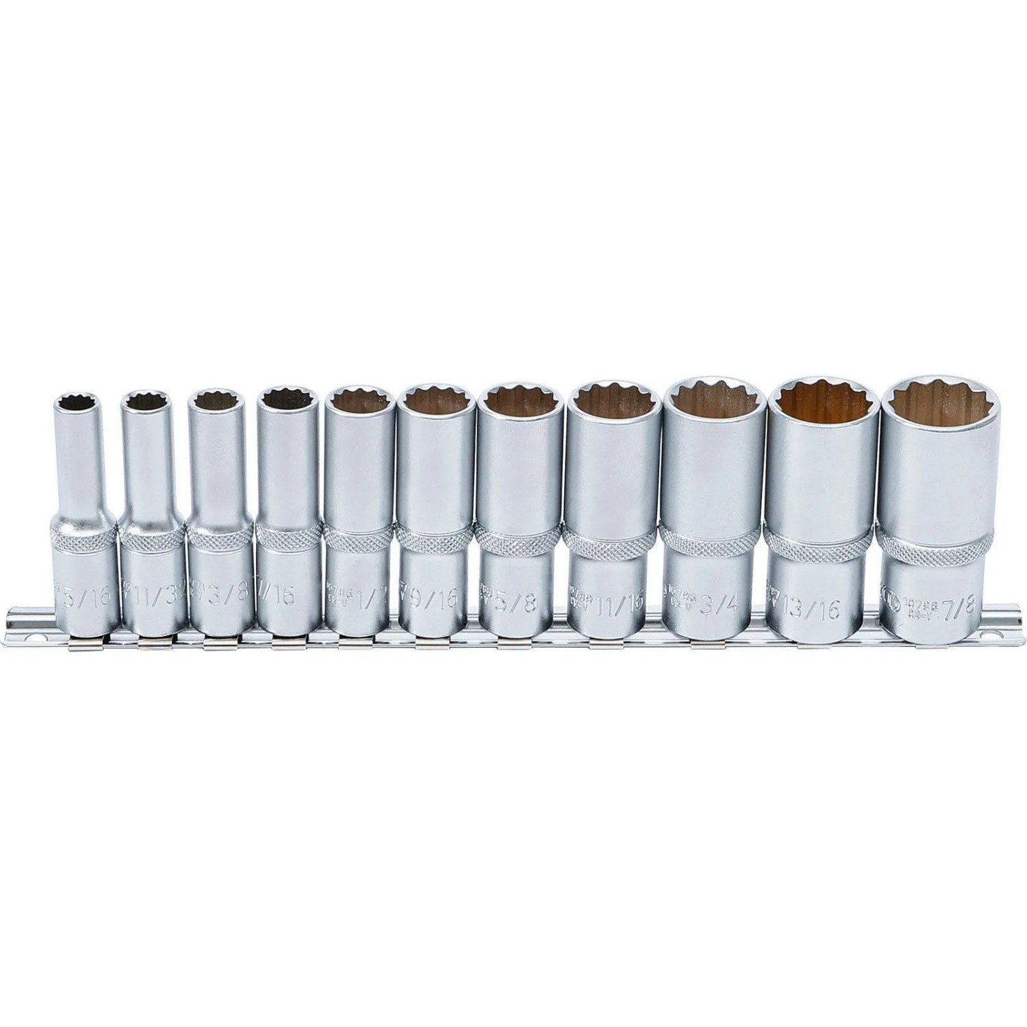 BGS Steckschlüssel Einsatz Satz Zwölfkant  Tief Antrieb Innenvierkant 10 Mm  3 8 Zoll  Zollgrößen 11Tlg  6859