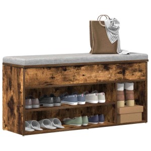 vidaXL Schuhbank Räuchereiche 102x30,5x45 cm Holzwerkstoff 859140