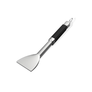 Weber Grillzange Flach aus Edelstahl mit schwarzem Griff für Grillutensilien.