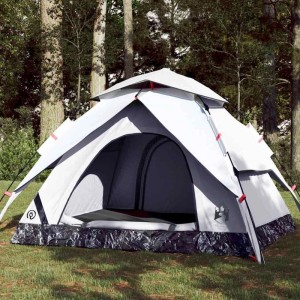 vidaXL Kuppel-Campingzelt 3 Personen Weiß Verdunkelt Quick Release 4004180