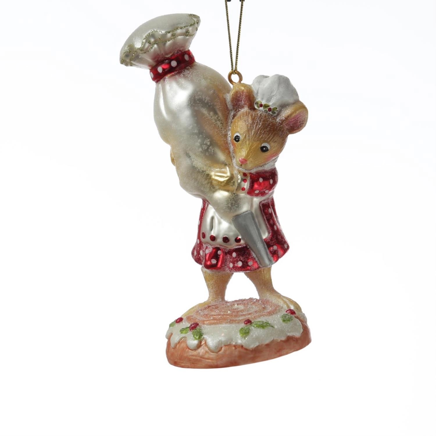 Thumbnail - Marelida Christbaumschmuck Maus Mit Spritzbeutel Süß Weihnachtsbäckerei Glas H 14cm