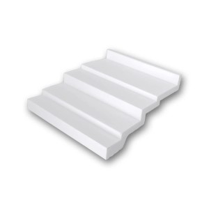 Musterstück einer weißen PROFHOME Eckleiste/Deckenleiste, ca. 10 cm lang.
