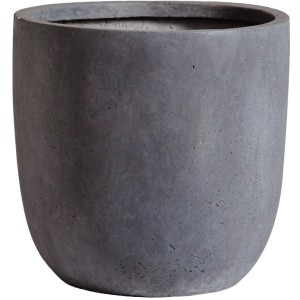 Grauer Mega Collections EggPot Pflanztopf D32 aus Fibreclay für den Außenbereich.