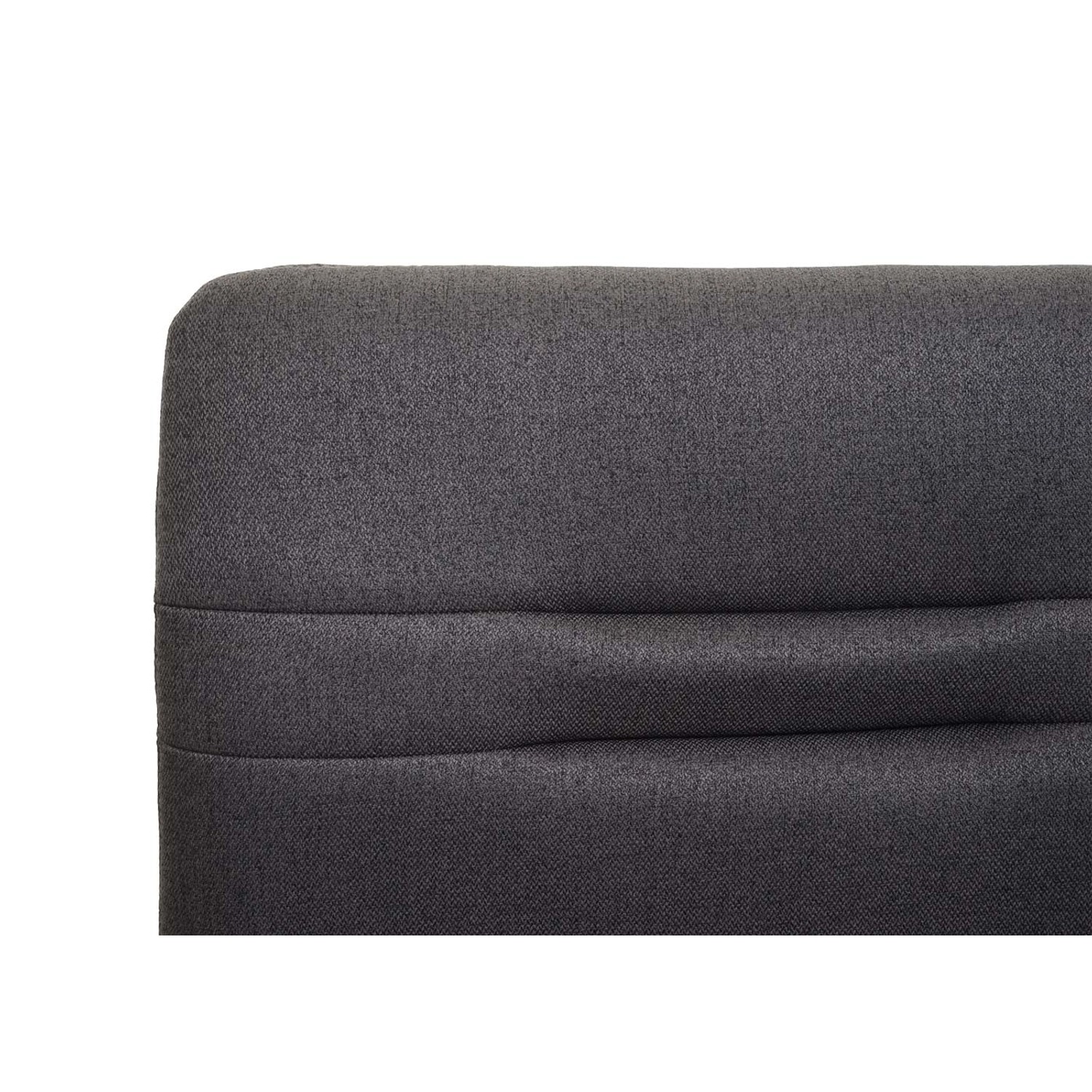 Detailansicht: Graubraune MCW Sitzbank H70, 180cm, Stoffbezug mit Ziernähten.