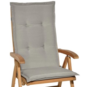 Hellgraue Beautissu Hochlehner Auflage Loft HL 120x50x6cm für Gartenstuhl.