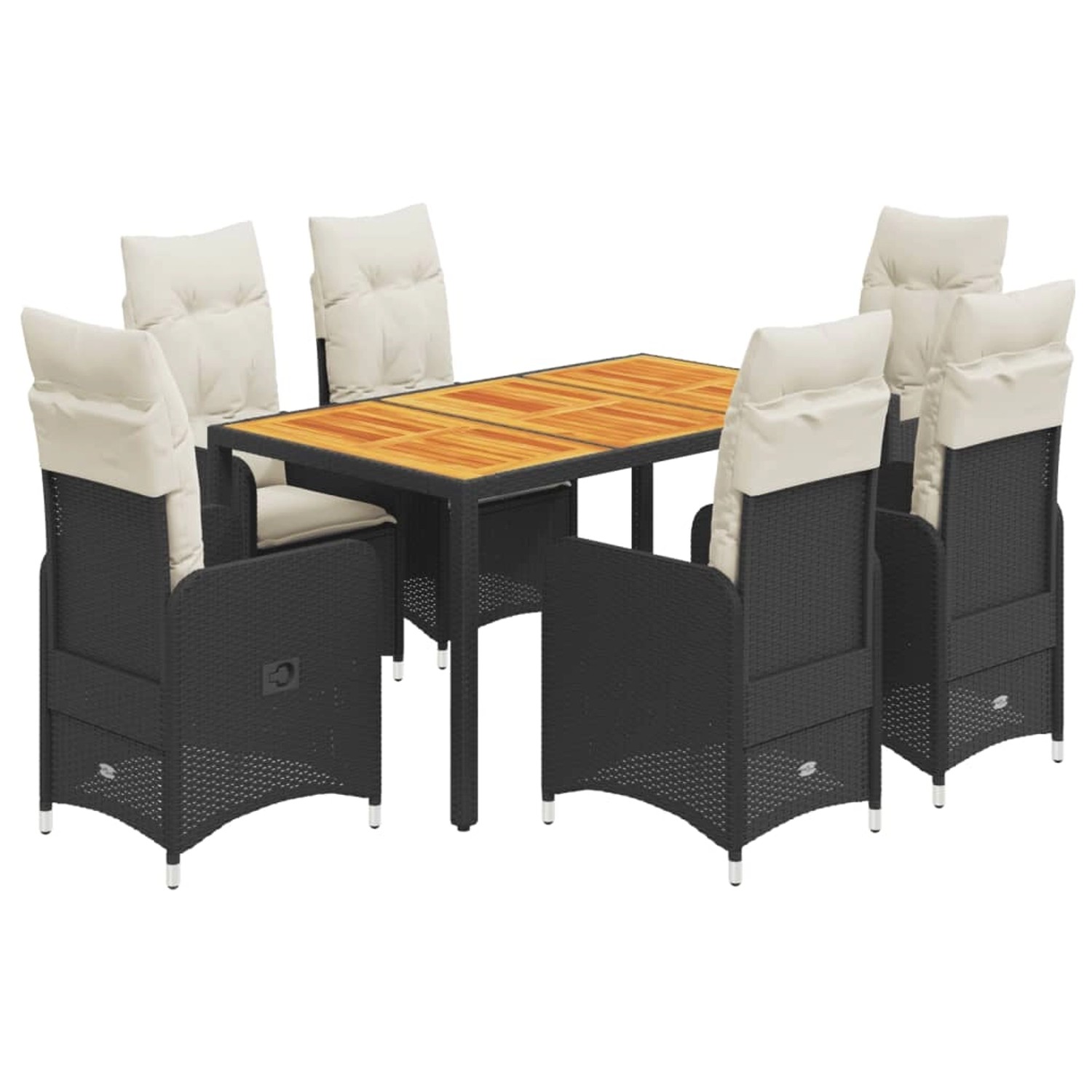 vidaXL 7-Tlg Garten-Bistro-Set mit Kissen Schwarz Poly Rattan 3276979 günstig online kaufen