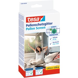 Tesa Pollenschutzgitter Anthrazit, 1,3x1,5m, Verpackung. Effektiver Schutz vor Pollen für Fenster.