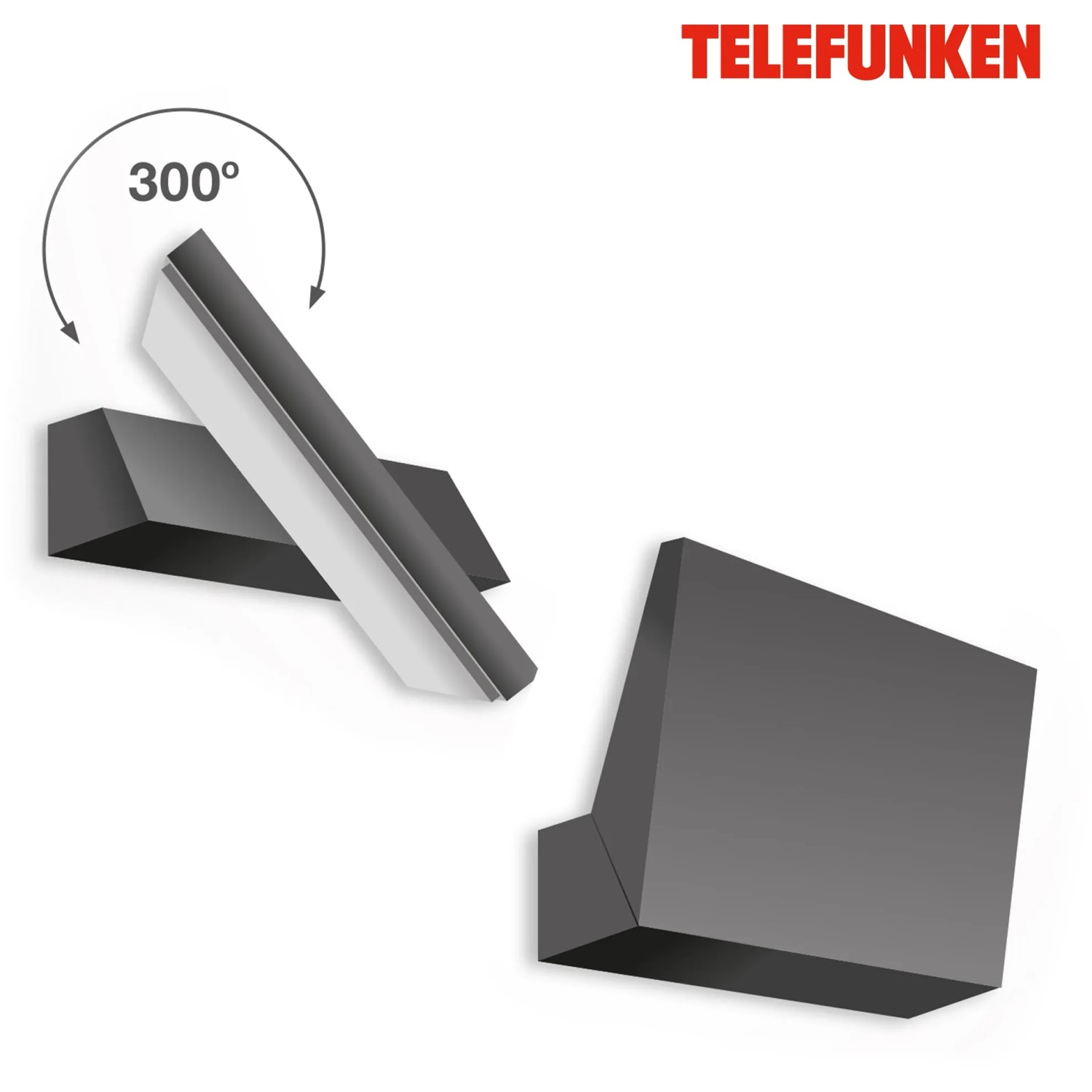 Telefunken LED-Außenleuchte Bergen, schwarze Wandleuchte mit drehbarem Leuchtenkopf.