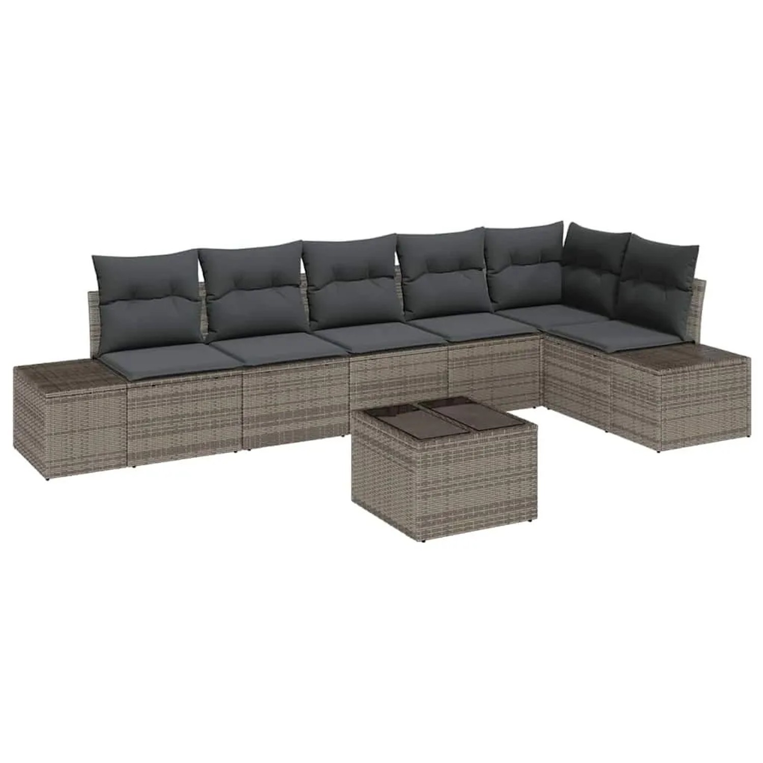 vidaXL Gartensofa-Set mit Speicher Hellgrau Poly-Rattan 3355758 günstig online kaufen
