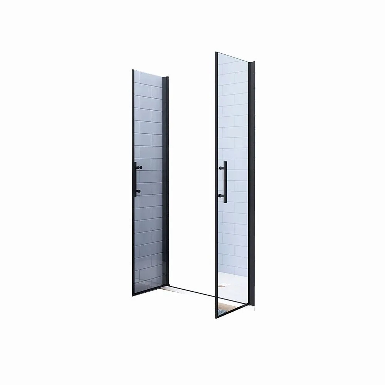 Duschparadies Duschtür 120 x 195cm Pendeltür Nischentür Schwingtür Doppeltür 6mm Nano Glas Schwarzrahmen