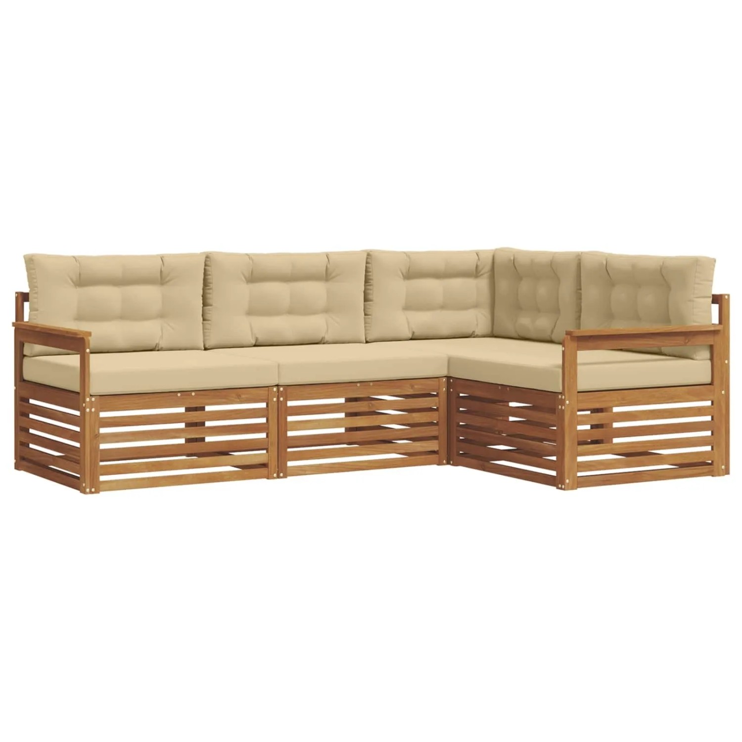 vidaXL Outdoor-Sofagarnitur mit Kissen 4-Tlg Natur und Beige 3373368