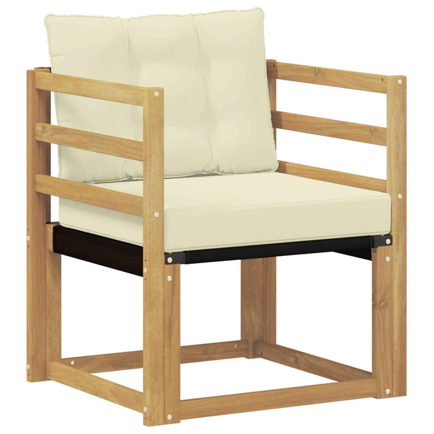 vidaXL Outdoor-Sofa Massives Akazienholz und Textilene Weiß 3439028