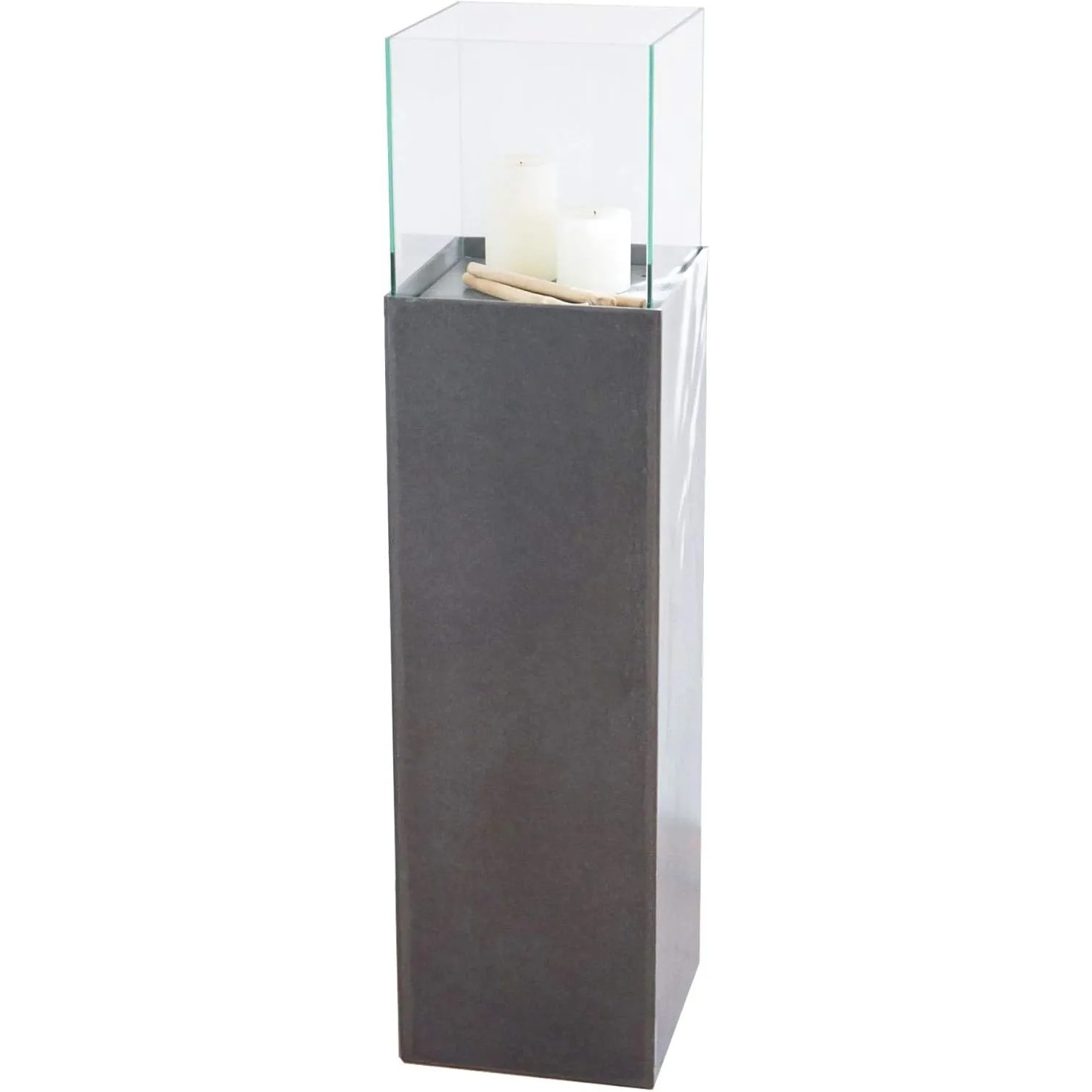 Vivanno Windlichtsäule Candela 25 cm x 25 cm x 100 cm Zementgrau