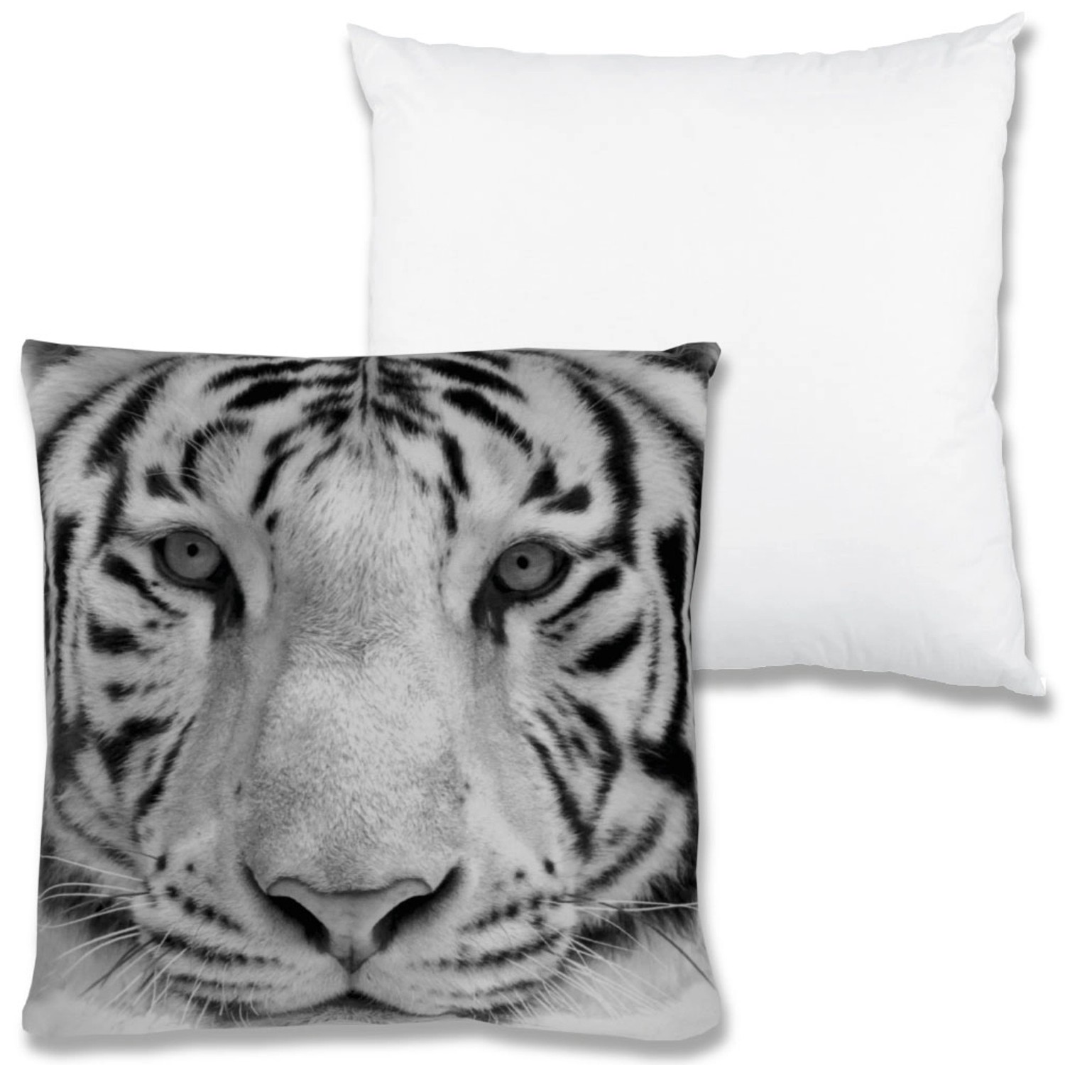 Bestlivings Kissenhülle Tiger Grey 40x40 cm mit Füllung, Fotodruck, Dekokissen für Sofa oder Garten.