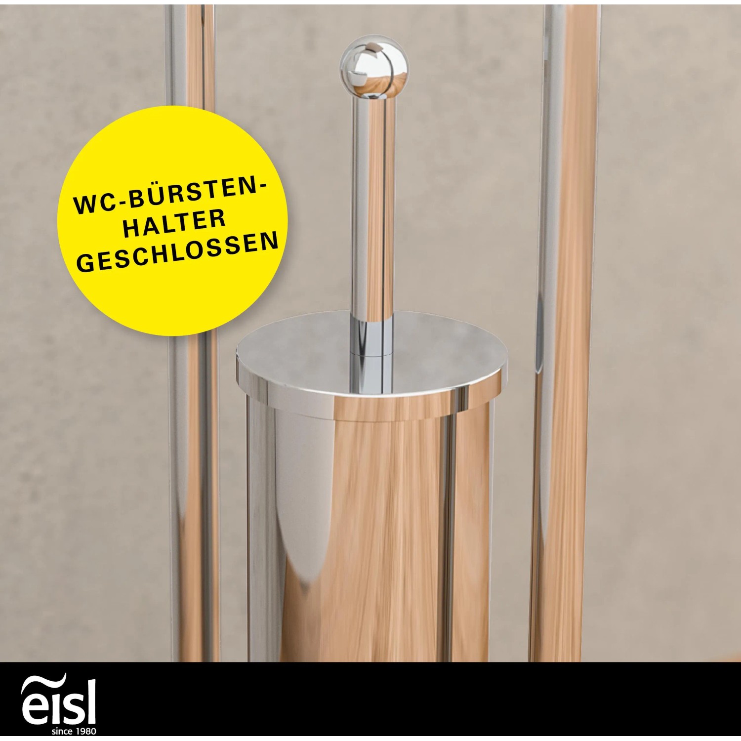 Eisl Stand WC-Set Chrom: WC-Bürste mit Halter und Toilettenpapierhalter, Chrom-Optik.