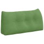 Hellgrünes Samt-Rückenkissen, ergonomisch geformt, mit Knopfdetails. Ideal für Sofa oder Bett.