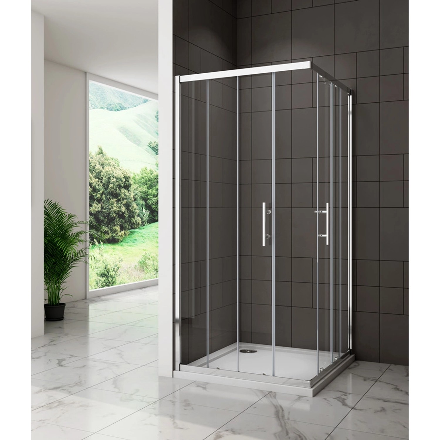 Duschparadies Duschkabine 90x90cm Eckeinstieg Duschkabinen 5mm ESG Sicherheitsglas Dusche Duschtür Höhe 185cm Schiebetür_3