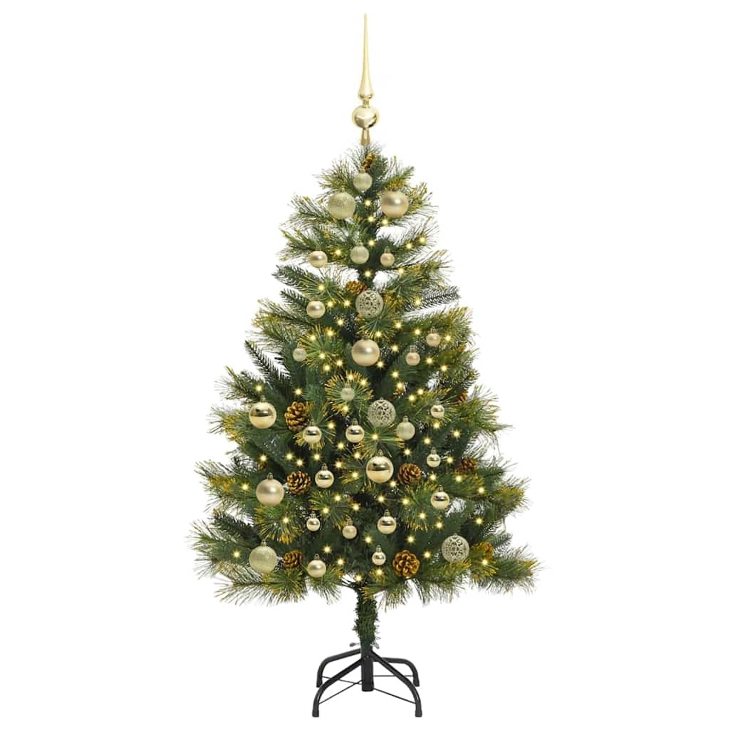 vidaXL Künstlicher Klapp-Weihnachtsbaum mit Tannenzapfen Grün 150 cm 3395084