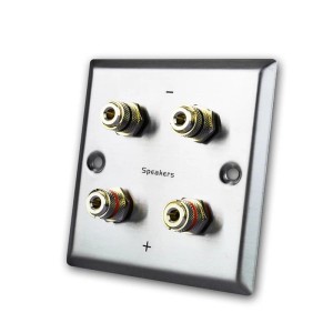 Dynavox LS Wand Anschlußblende Edelstahl 4x Bananenbuchse