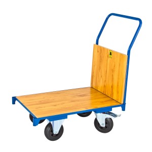 PROREGAL Transportwagen, lichtblau, mit Holzplatten, 180 kg Traglast. Ideal für Werkstatt und Lager.