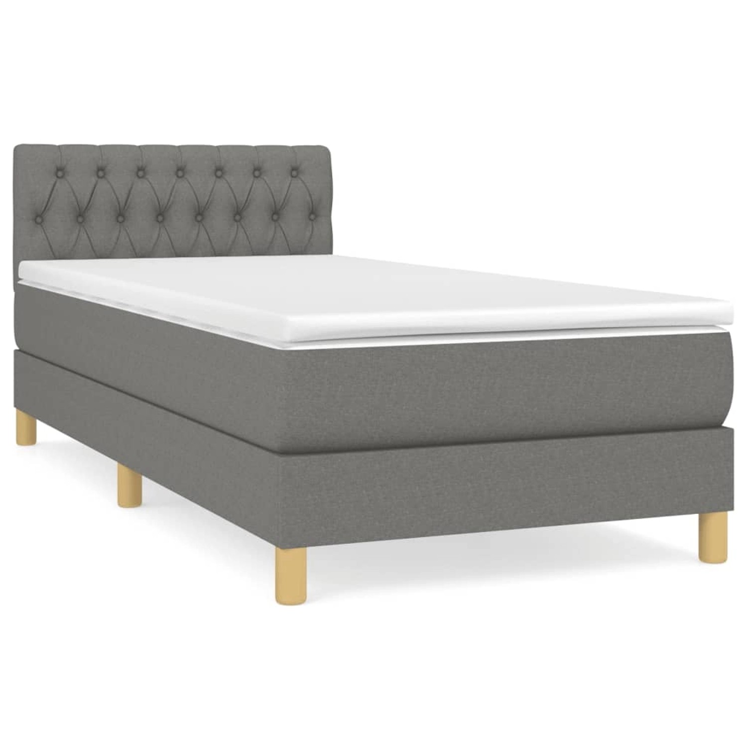 vidaXL Boxspringbett mit Matratze Dunkelgrau 90x200 cm Stoff1378787 günstig online kaufen