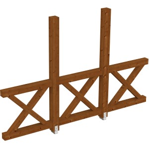 Skan Holz Seitenwand Andreaskreuz, Fichte Nussbaum, Zubehör für Terrassenüberdachung.