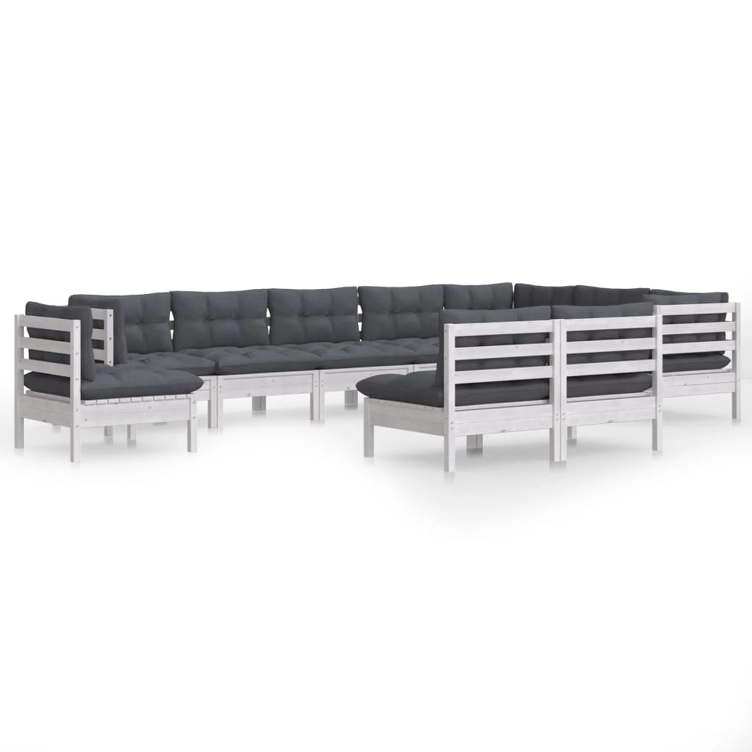 vidaXL 10-tlg Garten-Lounge-Set mit Kissen Weiß Kiefer Massivholz Modell 27 günstig online kaufen