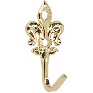 Glänzender, messingfarbener Siro Zierhaken 579 mit Lilien-Design für Garderobe.