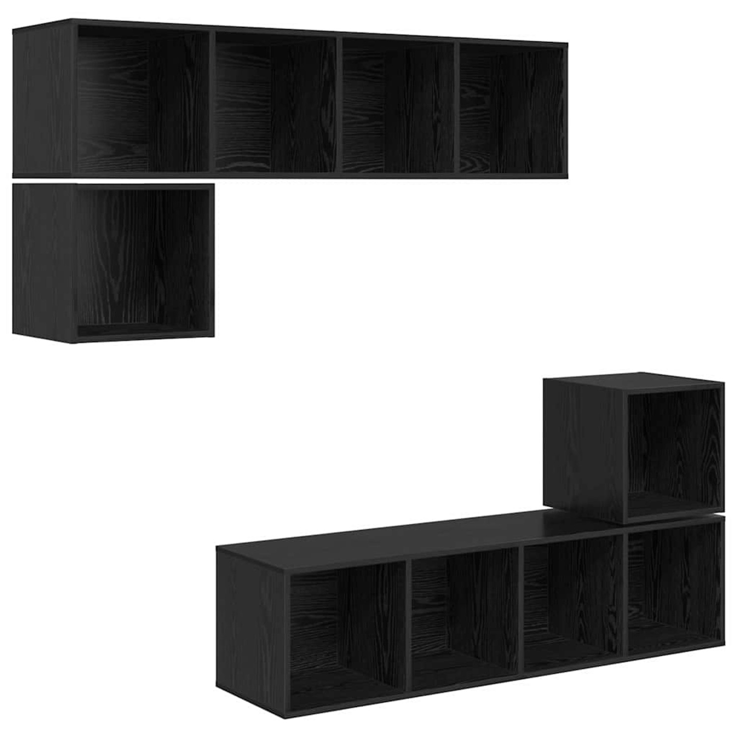 vidaXL TV-Schrank-Set 4-Tlg Schwarz Eichen-Optik 37 x 37 x 142,5 cm 3393127 günstig online kaufen