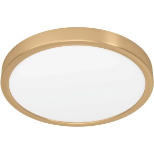 Moderne LED Deckenleuchte Fueva 5 in Messing-Weiß, 20,5W für Wohnräume.
