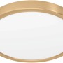 Moderne LED Deckenleuchte Fueva 5 in Messing-Weiß, 20,5W für Wohnräume.