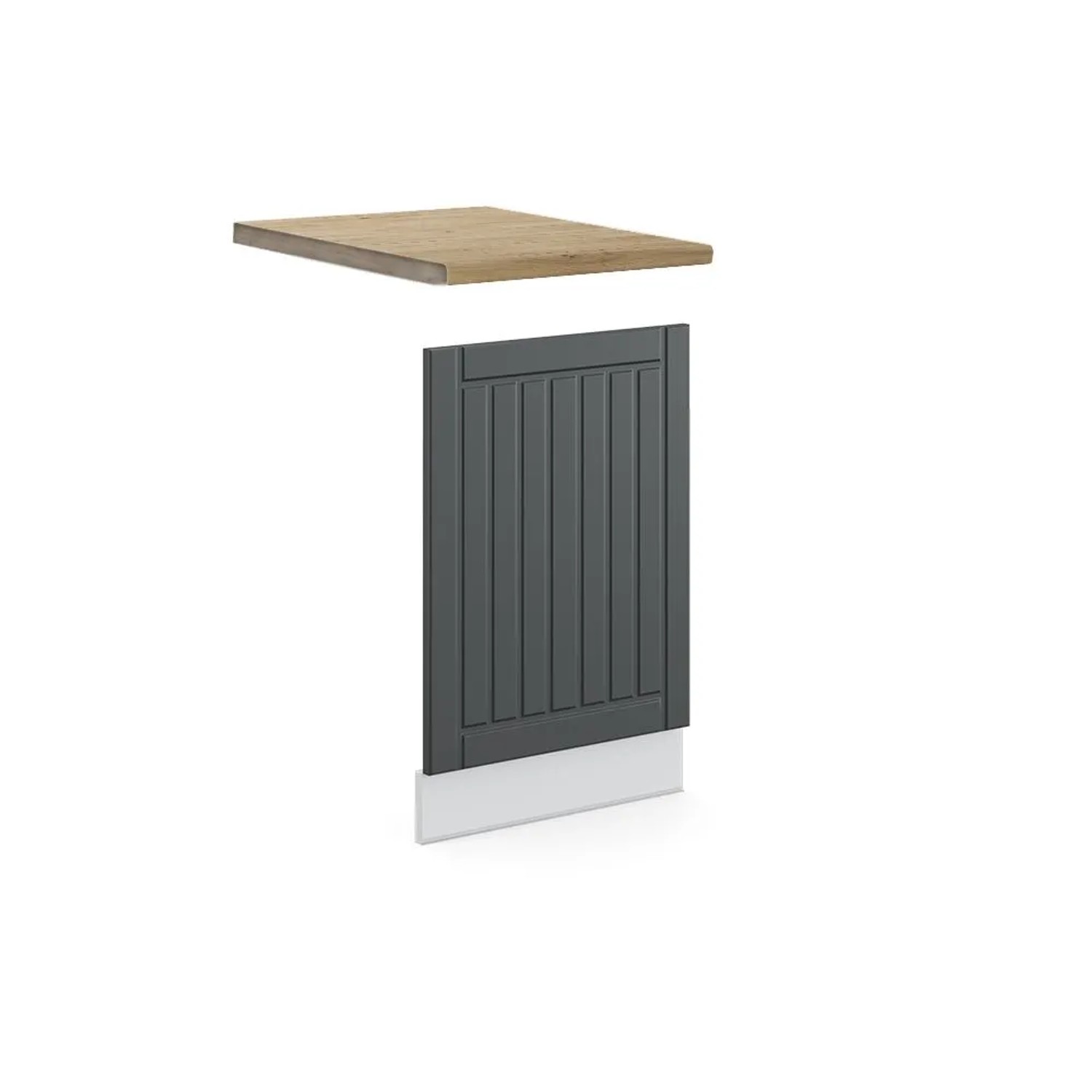 Vicco Frontblende Fame-Line Geschirrspüler Fronttür Anthrazit Landhaus Weiß 45 cm AP Eiche