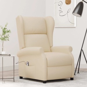 vidaXL Elektrischer Ohren-Relaxsessel Creme Stoff